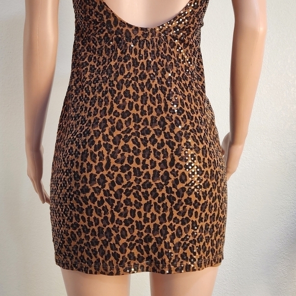 Express animal print sequin embellished dress Sz XS - Picture 7 of 9